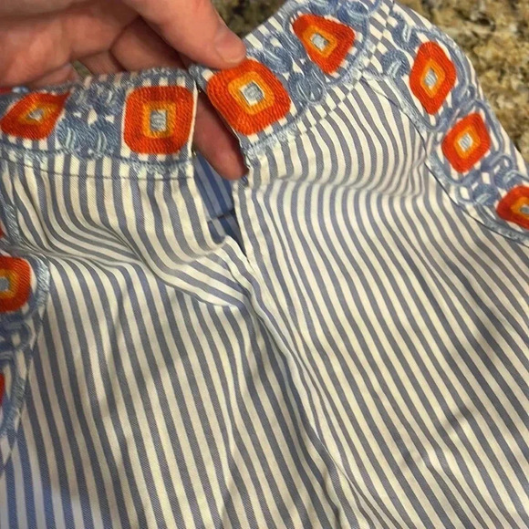 Tory Burch embroidered blue and white striped top size 4 - Picture 5 of 6
